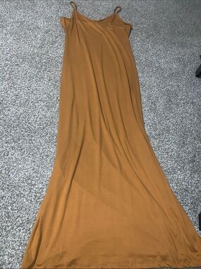 Mustard Slip Maxi Dress with Spaghetti Straps
